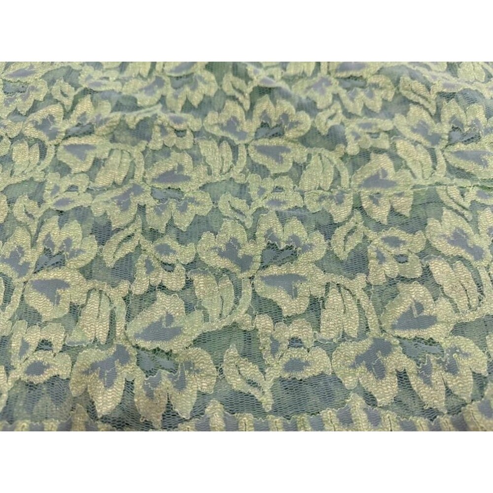 Vintage Green Leaf Lace, Strechy, unwashed, 56 in, 1 yrd, 3.5 remaining